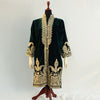 Front open gown in Royal Blue, Black and Royal Green colors with detailed gold embroidery on front and back; Front open jacket; Detailed thr