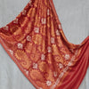 Maroon embroidered Kashmiri Pashmina wool shawl; Detailed mustard and bronze threadwork on high quality Cashmere wool; Full length shawl