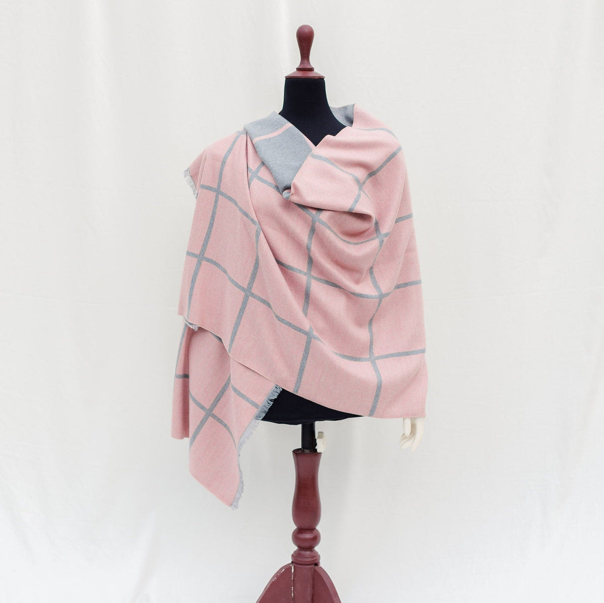 Pink kashmiri Striped Nordic Scarf for Bridesmaid Gift Double Sided Plain Pashmina Shawl Pink Autumn Scarf Fluffy Soft Plush Grey Wrap