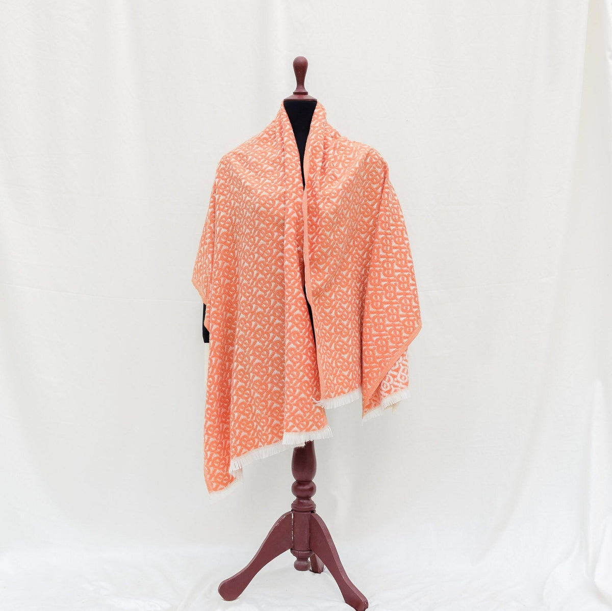 Orange Woven kashmiri Scarf Frills Pashmina Kani wool Shawl for Eid Dress Bridal Accessory Fall Wrap Kashmiri Woven Scarf Bohemina Shawl