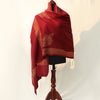 Mixed Wool Shawl - Maroon with Rust Hand Embroidery