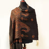 Mixed Wool Shawl - Black with Multicolored Hand Embroidery