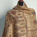 Wool Mixed Shawl - Beige with Hand Embroidery