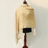Pashmina Wool Shawl - Beige with Yellow Full Embroidery