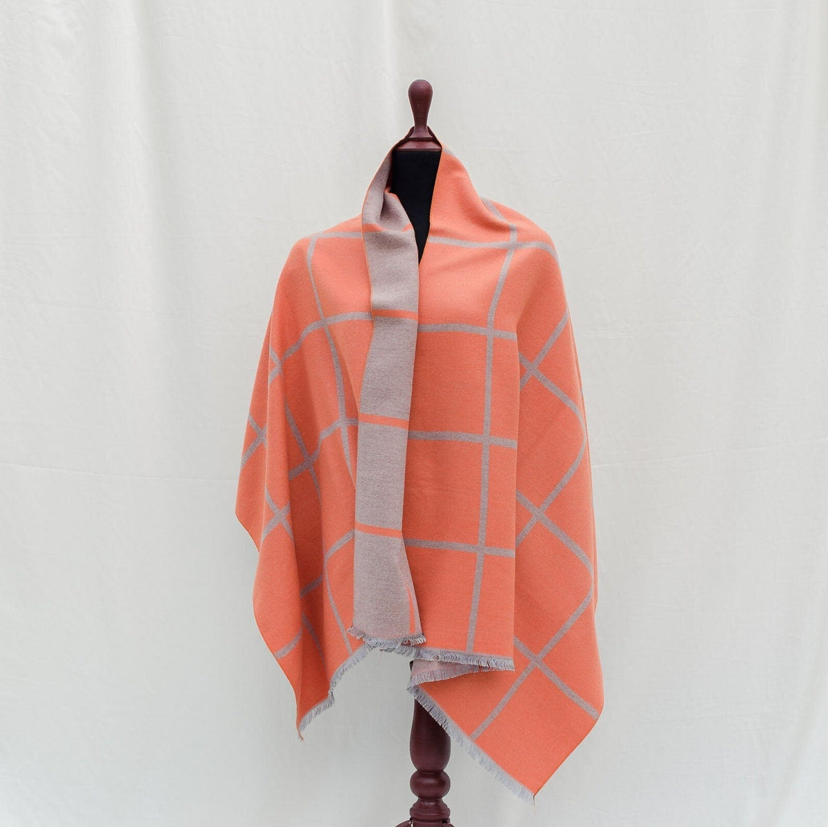 Orange kashmiri Shawl Nordic Vibe All Season Scarf Double Sided Orange grey pashmina scarf Unisex Shawl for Eid Dress or Bridal Wedding Gift