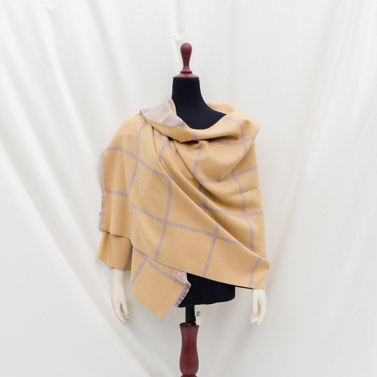 Yellow kashmiri Nordic Scarf with Stripes Double Sided Shawl Grey Yellow Pashmina wool shawl for Wedding Bridesmaid Gift Bohemian Shawl