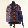 Pashmina Wool Shawl - Dark Blue with Orange Hand Embroidery