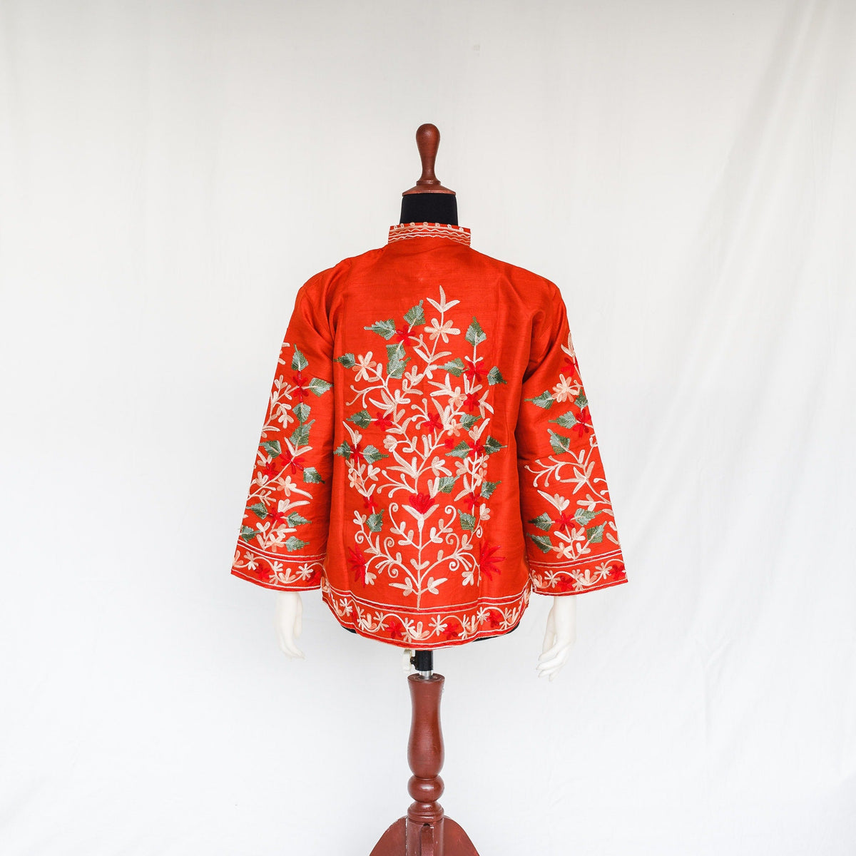 Raw Silk Coat - Rust Color with Aari Embroidery