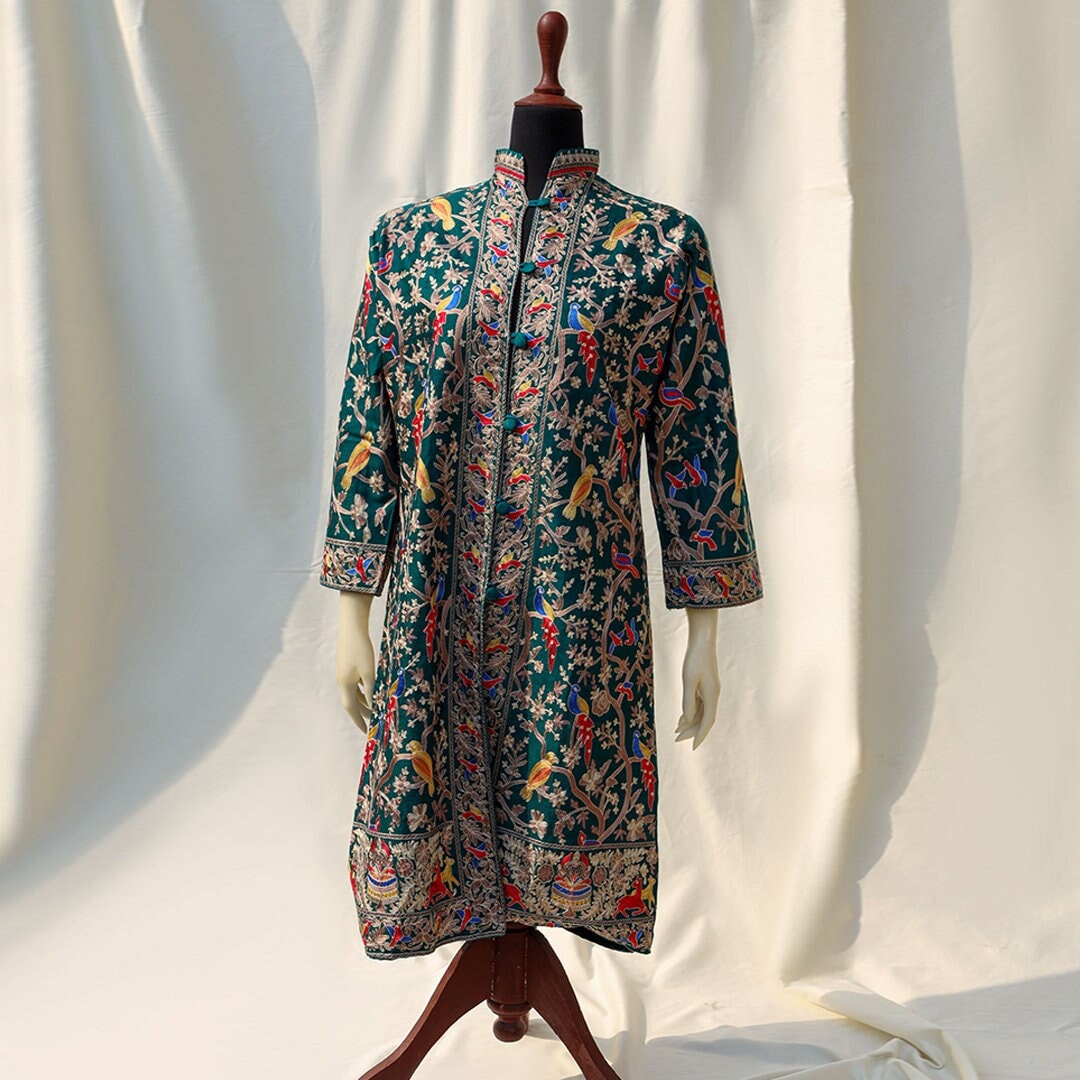 Floral Green Nehru Jacket – ETHNIC COTLER