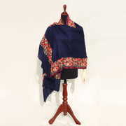 blue aari pashmina shawl pure wool women scarf for her