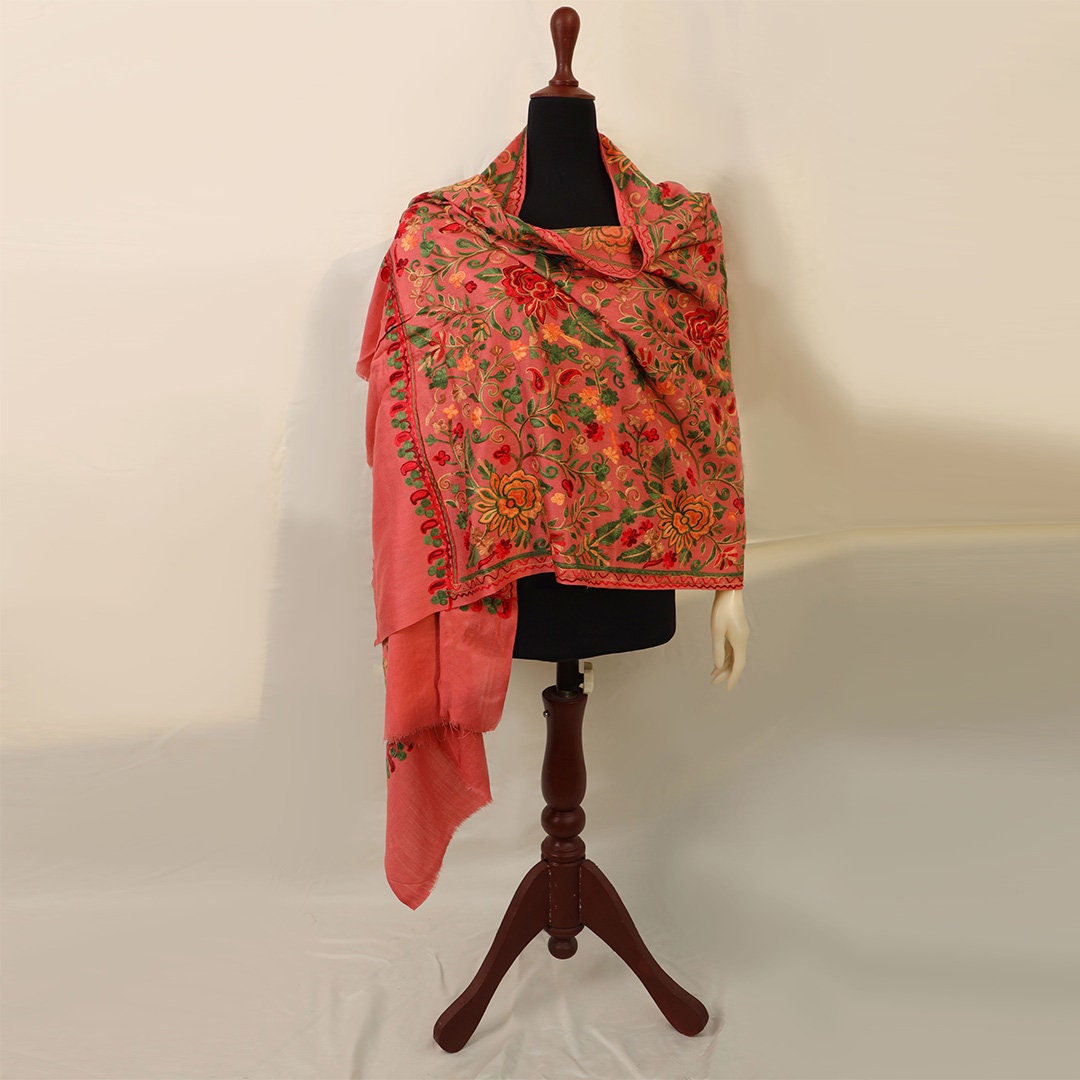 pink aari kashmiri pashmina shawl